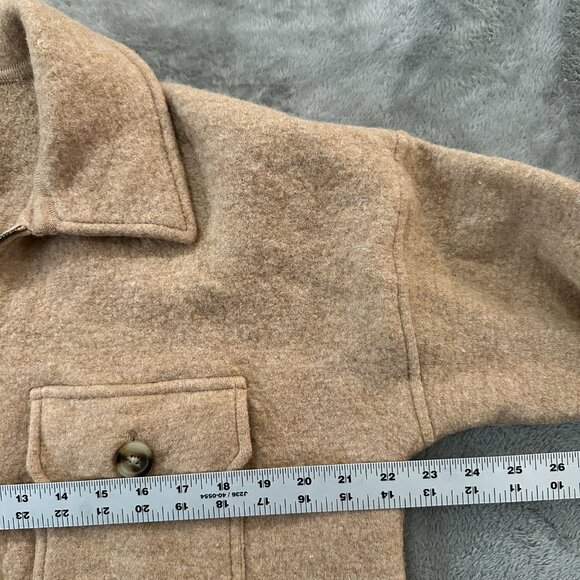 Madewell Boiled Wool Tan Popover Half Zip Sweater Women's XL - Picture 6 of 8